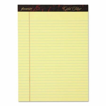 AMPAD/ OF AMERCN PD&PPR Ampad, GOLD FIBRE WRITING PADS, WIDE/LEGAL RULE, 8.5 X 11.75, CANARY, 4PK 20032